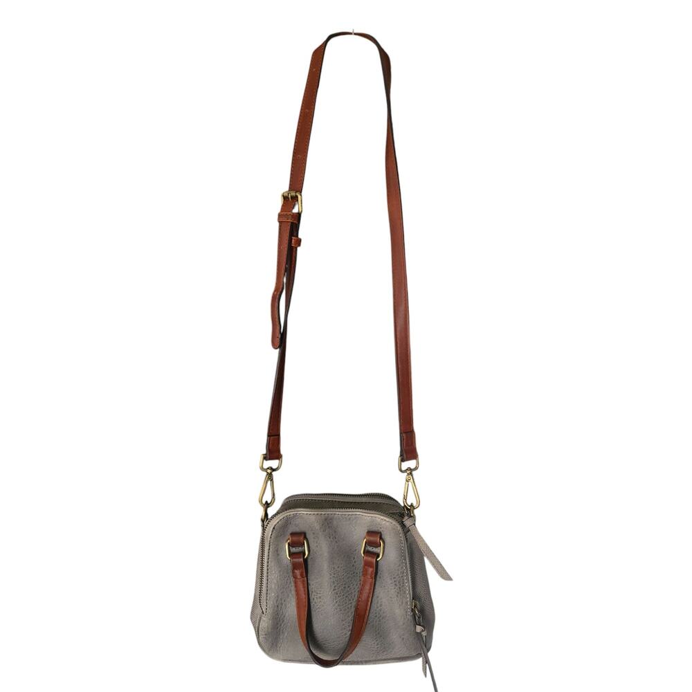 Free People Womens Crossbody Bag Tan Pebbled Leather Compact Structured Boho